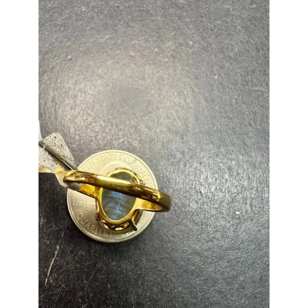 NWT Labradorite Gold Over 925 Sterling Ring Size 7